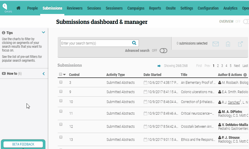 Export Submission Lists